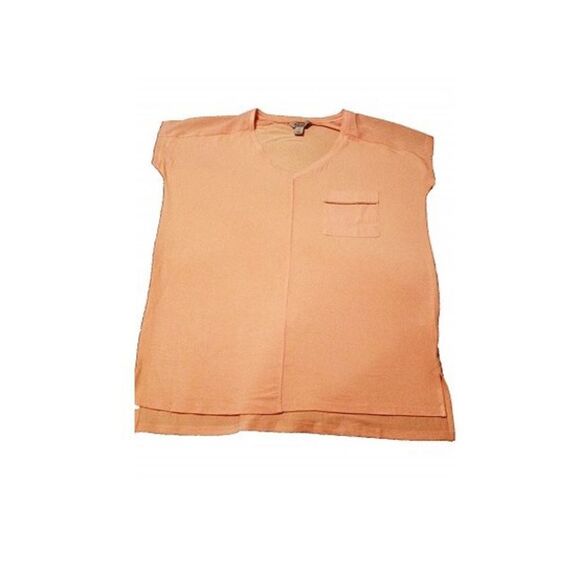 ✨HP✨V-Neck Cap Sleeve Hi-Low Pocket Blouse Peach✨ - Picture 3 of 6
